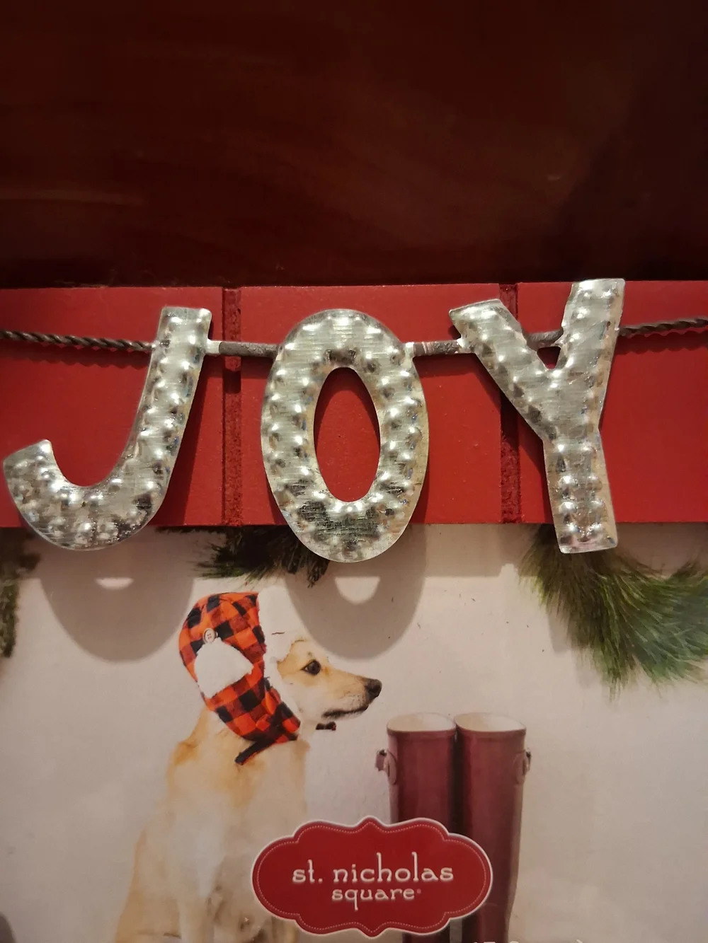 St. Nicholas Square Red Holiday Frame with Sparkling JOY and Snowmen